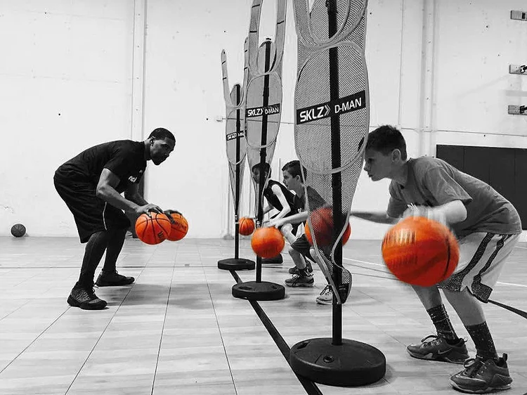 Small-group youth basketball training at Rockball in Rancho Cordova